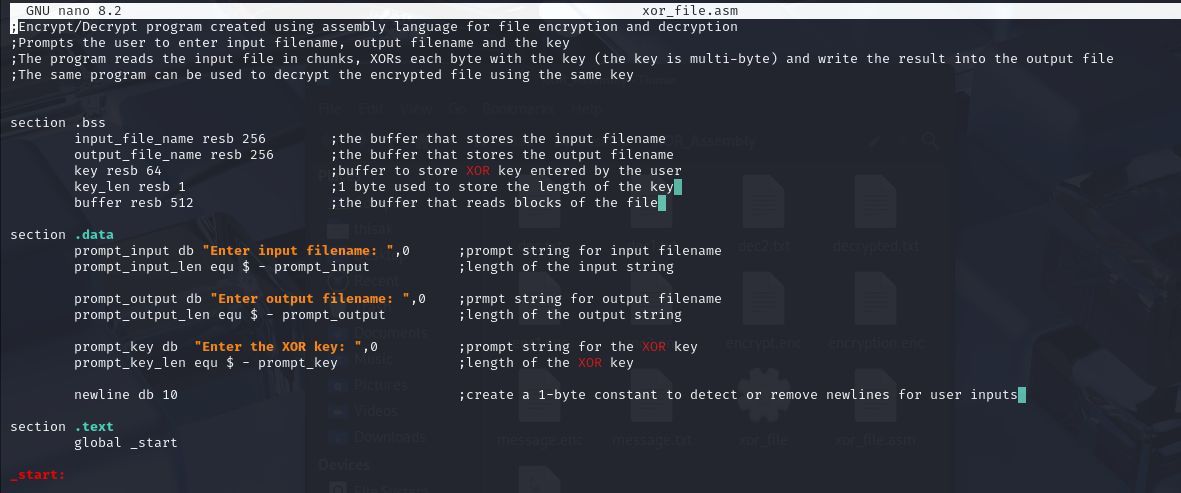XOR Encryption Assembly project